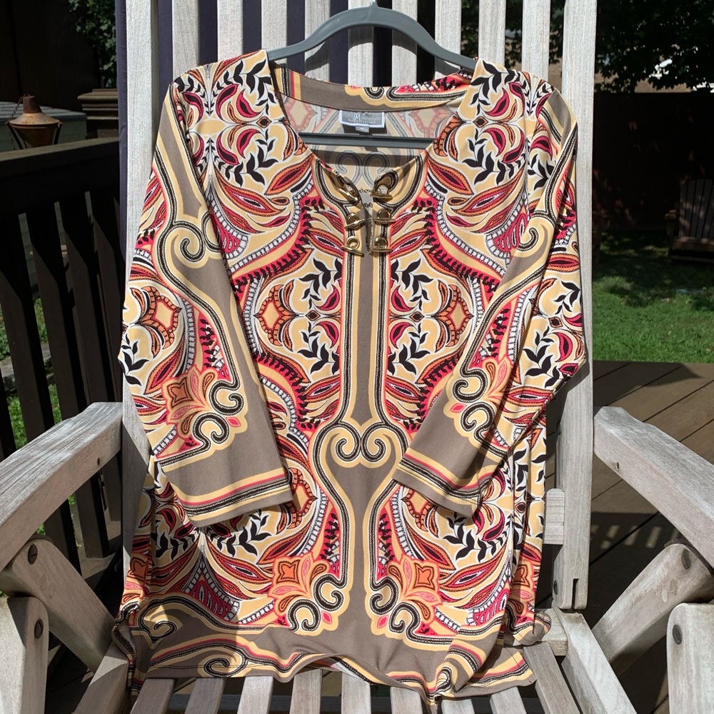 JM Collection Multicolor Paisley Blouse